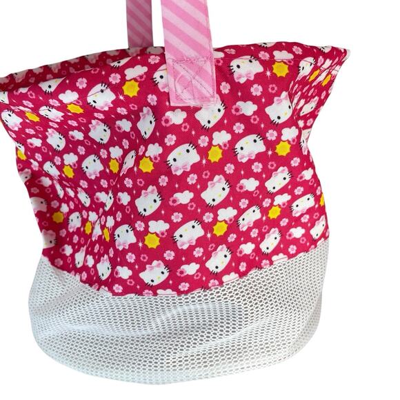 Hello Kitty Shell Collecting Bag Mesh Tote Pink Kawaii Beach Coastal Vacation - Picture 6 of 6